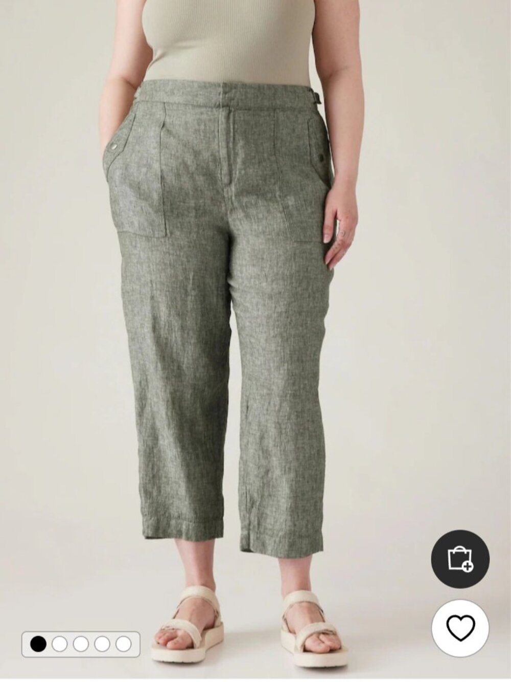 Athleta Green Voyager Linen Trousers Coastal Beach